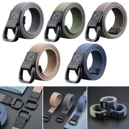 Belts Fashion Versatile Black Buckle Casual Double Ring Waistband 3.8cm Canvas Strap Nylon Braided Belt Weave Waist Band