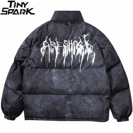 Men's Down Parkas Men Hip Hop Oversize Padded Jacket Coat Streetwear Tie Dye Graffiti Jacket Parka Cotton Harajuku Winter Jacket Coat Outwear 230912