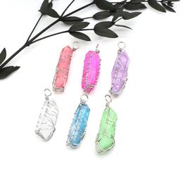 Charms Silver Wire Wrapped Hexagonal Cone Delicate Shape Elegant Appearance Gorgeous Colours For DIY Jewellery Making Handmade Necklace