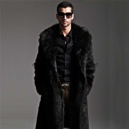 Men's Fur Faux Fur Long Faux Fur Coat Men Winter Jacket Mens Punk Parka Jackets Full Length Leather Overcoats Male Manteau Plus SizeMIG5L230914