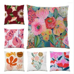 Pillow Flowers Cover Living Room Decoration Floral Printed Decorative 45x45 Flocking Green Leave Home Decor E0742