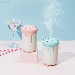 Humidifiers Air Humidifier Ice Cream Shape USB Aroma Essential Oil Diffuser Portable Mini Atmosphere LED Night Light For Home Car Humidifier L230914