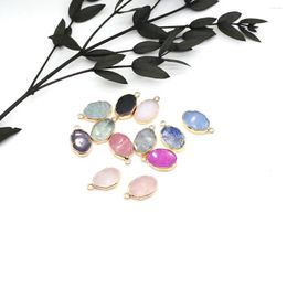 Charms Gold Colour Wrapped Irregular Shape Pendant Opal Rose Quartz For Jewellery Making Supplies DIY Necklace Accessories