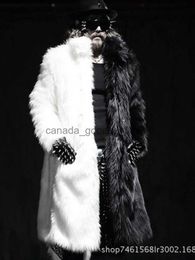 Men's Fur Faux Fur Men's Leather Faux Men Fur Coat Winter Thick Fluffy Long Sleeve Warm Outerwear Luxury Jacket Black And White Bontjas Jackets Mens 230328L230914