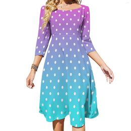 Casual Dresses Polka Dot Dress Gradient Print Beach Summer Sexy Square Collar Aesthetic Design Big Size 5XL 6XL