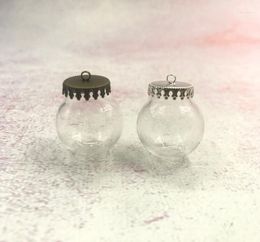 Bottles 5pcs/lot 25x15mm Glass Globe Silver/bronze/rose Gold/gold/black Base Vial Pendant Bottle Dome Cover