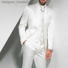 Men's Suits Blazers Vintage White Men Suits For Groom Wedding Tuxedo Two Button 3 Piece Man Fashion Clothes Set Jacket Vest Pants L230914