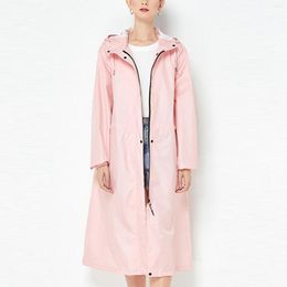 Women's Trench Coats Women Solid Fashion Windbreak Lightweight Breathable Raincoat Zipper Outdoor Walking Cycling Casual Long Overcoat