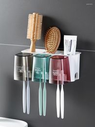 Bath Accessory Set Home Toothbrush Rack Without Punching Toilet Wall Hanging Type Household Mouthwash Cup Brushing Storage