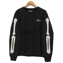 Men's Hoodies Sweatshirts Casual Flocking Bone Pattern Tshirt Top Mens Sweatshirt Hoodie Japanese Korean Streetwear O-neck Men Sweatshirt x0914