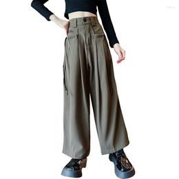 Trousers Girls Suit Pants Autumn 2023 Casual Straight Wide Leg For Children Fashion Streetwear Teens Kids 8 10 13 14 Years