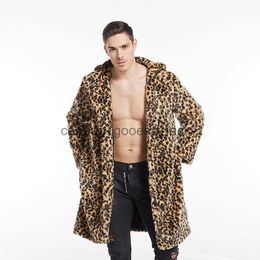 Mens Fur Faux Fur Men coat thanksgiving gift Winter Outdoor warmth Faux Fox Fur coats medium and long tiger stripes Leopard print jacket leisure fashion Casual street