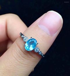 Cluster Rings Solid 925 Silver Apatite Ring For Daily Wear 5mm 7mm Natural Sterling Jewelry