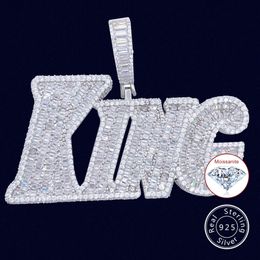 Tester di passaggio personalizzato ghiacciato King Hip Hop Diamond Sterling Sier Collana personalizzata Moissanite Lettera pendente personalizzata