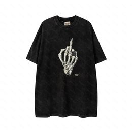 Galleries DEPT Harajuku 23SS Spring Vintage Washed Letters Skull hand Printed Logo T Shirt Loose Oversized Hip Hop Unisex Short Sleeve Tees 02