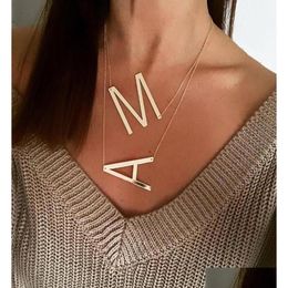 Pendant Necklaces Large Az Gold Initial Stainless Steel Big Letter Necklace Monogram Gifts Jewelry7633374 Drop Delivery Jewellery Penda Otkep