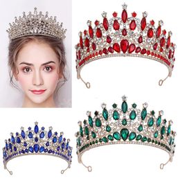 Bridal Headwear Blue Green Lady Fashion Wedding Princess Rhinestone Crown Classic Tiaras Girl Romantic Birthday Crow