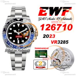 EWF GMT Batman 12671 VR3285 Automatic Mens Watch Blue Ceramics Bezel Black Dial Stick Markers 904L Steel OysterSteel Bracelet Super Edition Puretimewatch