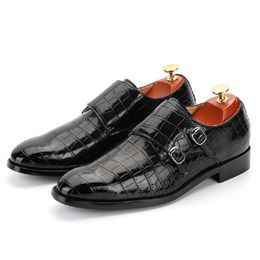 Men's Classic Crocodile Grain Microfiber Leather Casual Shoes Mens Belt Buckle Party Wedding Loafers Moccasins Men Driving Flats 1AA53