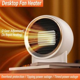 Home Heaters 1000W Electric Mini Heater Portable Desktop Heater Fan Home Office Warm Air Blower 2 Gear Hands Feet Warmer Machine for Winter HKD230904