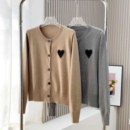 Love Embroidered Organza Wool Cashmere Knitted Cardigan 2023 Autumn New Trend Western Style Simple and Versatile