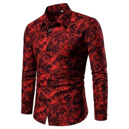 Men's Casual Shirts Fashion Pop Prom Party Night Club Designer Long Sleeve Clothing Slim Button Lapel Men Tops 230912