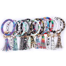 Pu Leather Wristlet Keychain Bangle Fashion Bb Pendant Large Circle Keyring Tassel Bracelet For Women Jewelry Drop Delivery