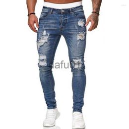 Men's Jeans Men's Jeans Wepbel White Slim-Fit Denim Trousers Fashion Pants Ripped Men Summer Matte Hole Washed Skinny Pencil x0914