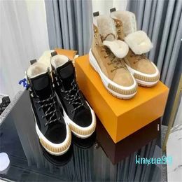 luxury Women Ankle Boots Suede Boots Winter Designer Shoes Combat Booties Woman