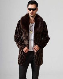 Men's Fur Faux Fur Imitation Winter Fashion Fur Coat Men's Long Brown Warm and Comfortable Casual Collar Mink XNRRL230914