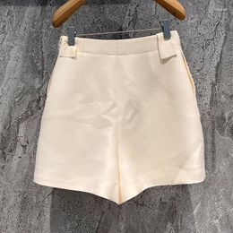 Women's Shorts 23 High Quality Silk Wool Elegant Women Runway Chic Side Zipper 2 Pockets Soft Comfort Waist Short Pants Streetwear