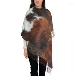 Ethnic Clothing Custom Printed Scottish Highland Cow Cowhide Texture Scarf Women Men Winter Warm Scarves Animal Hide Leather Shawls Wraps