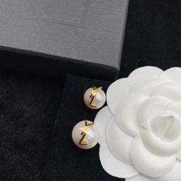 Pearl Earring Designer Jewelry Luxurys Stud Earrings For Women 925 Silver Studs Letters Hoops Love Earings Wedding Gifts Box G239145PE-3