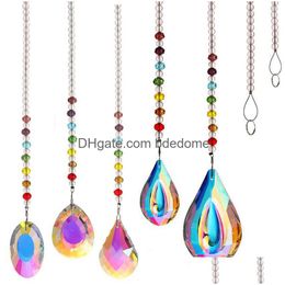 Pendants Colorf Rainbow Water Drop Shell Shape Ornament Pendant Home Decor Gift Window Wall Hanging Crystals Chakra Garden Decoration Dhi4X