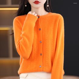 Women's Sweaters Cardigan Coat Sweater Pure Wool Spring And Autumn Round Neck Long Sleeve Fashion High-end Soft Loose