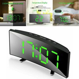 Table Clocks 1Pc LED Mirror Digital Electronic Alarm Clock Noiseless Design Large Display Wall Art Home Living Room Decor