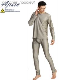 Mens Thermal Underwear Men s Thermal Underwear Anti electromagnetic radiation men s long sleeve underwear set 5g communication EMF shielding 100 silver fiber 23083