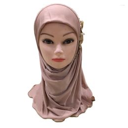 Ethnic Clothing Muslim Kids Girls Amira Scarf Hijab Flowers Headscarf Headwear Islamic Arab Full Cover Prayer Hat Head Wrap Accessories 2-6Y