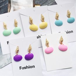 Stud Earrings Ruifan Green/Yellow/Blue/Purple/Pink Painting Natural Shell For Women Bohemia Beho Fashion Jewellery YEA306