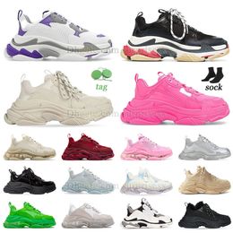 New 2023 Crystal Bottom 17w Women Mens Casual Shoes Dad Platform Designer Triple S Black White Red Reissue Luxury Brand Paris Flat Multi-color Lilac Purple Trainers