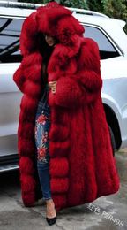 Women's Fur Faux Fur Fashion Long Winter Hooded Faux Fur Coat Loose Thick Warm Plus Size Artificial Fur Jacket Women Full Sleeve Outerwear Cos L230914