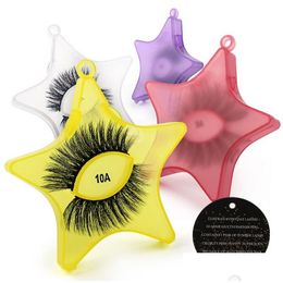 False Eyelashes 1 Pair Exaggerated Thick With Stars Case 3D Natural Mink Lash Colorf Eyelash Tapared Crisscross Winged Makeup Wholesal Dhbcy