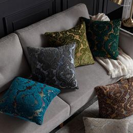 Pillow European Jacquard Velvet Pillowcase Grey Vintage Home Decorative Cover 45x45cm Living Room Sofa