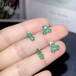 Stud Earrings YULEM Emerald Dainty Gemstone Silver 925 Jewelry Minimalist Tarnish Resistan Fine