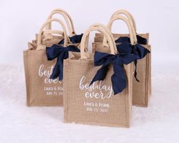 Shopping Bags Personalized Burlap Tote - Day Ever Wedding Welcome Bag Beach Jute Gift Favor Bridesmaid Bachelorette Sleepover Birthday