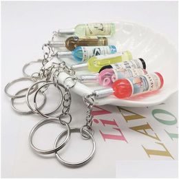 Acrylic Fashion Keychain 1Pcs Party Gift Beer Wine Bottle Bag Keyring Car Pendant Accessions For Women Men Drop Delivery