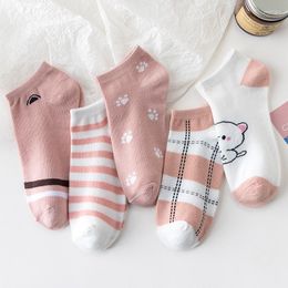 Women Socks 5 Pairs Women's Set Cute Clothes Strawberry Kawai Japanese Fashion Sports Cotton Female Funny Gifts Cartoon Wholesale