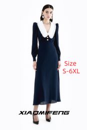 Basic Casual Dresses Vneck ruffled polka dot dress looks slimmer highend celebrity style cake womens long skirt 230914