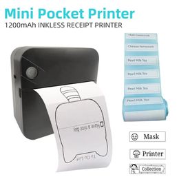 Mini Photo Printer Portable Wireless BT Thermal Photo For IOS Android Mobile Phone, Inkless Printing Gift Study Label With 2rolls Of Paper