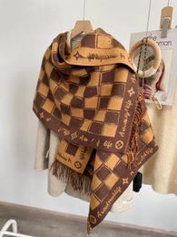 Korean Style Chess and Card Plaid Fashion Artificial Cashmere Scarf Women's Dual-Use Air Conditioning Shawl Autumn Thermal Plaid Scarfs